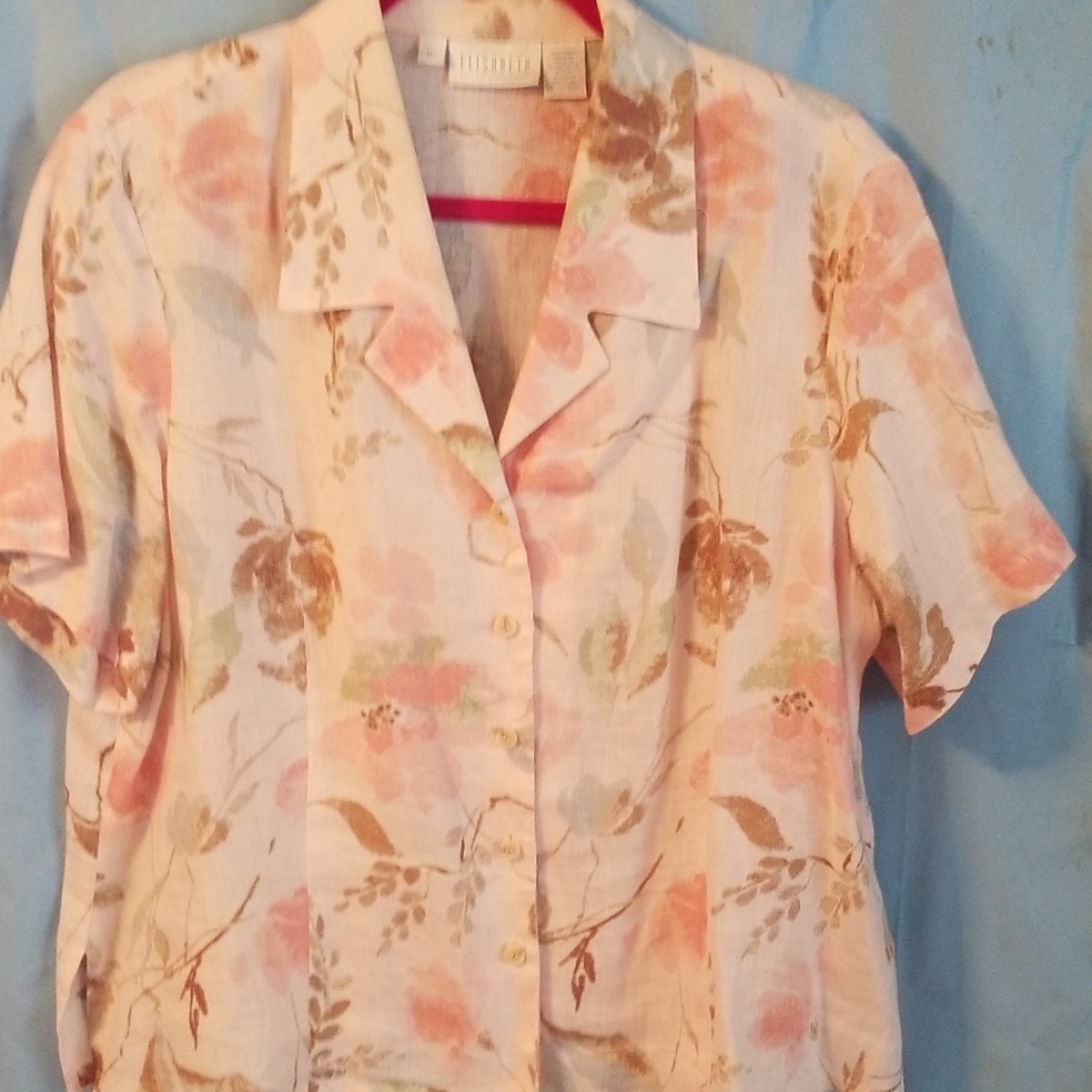 Soft, peach floral pattern, 100%Linen